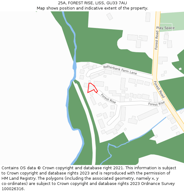 25A, FOREST RISE, LISS, GU33 7AU: Location map and indicative extent of plot