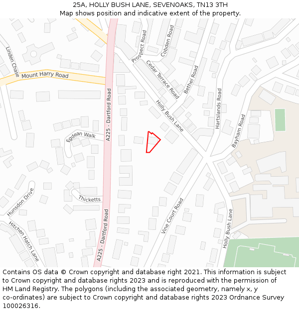 25A, HOLLY BUSH LANE, SEVENOAKS, TN13 3TH: Location map and indicative extent of plot