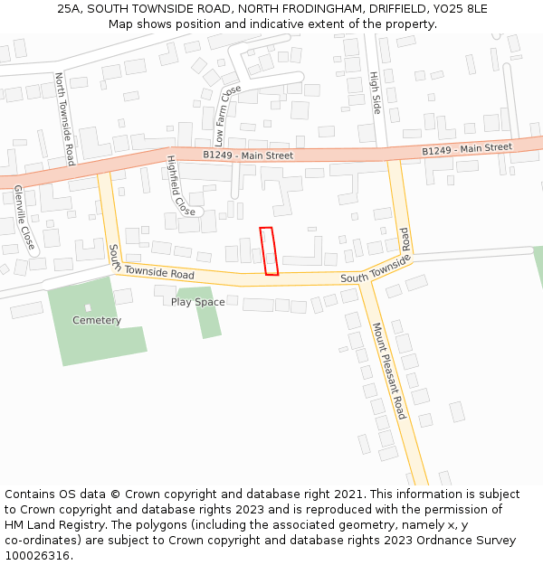 25A, SOUTH TOWNSIDE ROAD, NORTH FRODINGHAM, DRIFFIELD, YO25 8LE: Location map and indicative extent of plot