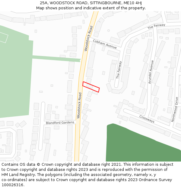 25A, WOODSTOCK ROAD, SITTINGBOURNE, ME10 4HJ: Location map and indicative extent of plot