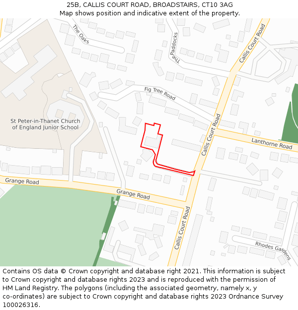 25B, CALLIS COURT ROAD, BROADSTAIRS, CT10 3AG: Location map and indicative extent of plot