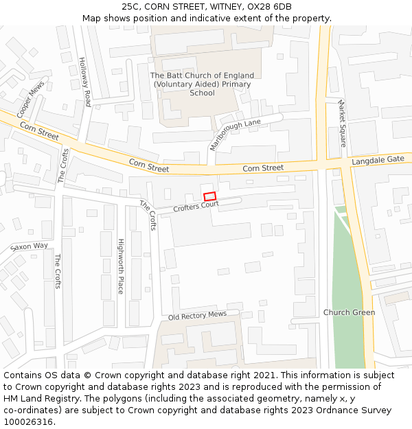 25C, CORN STREET, WITNEY, OX28 6DB: Location map and indicative extent of plot