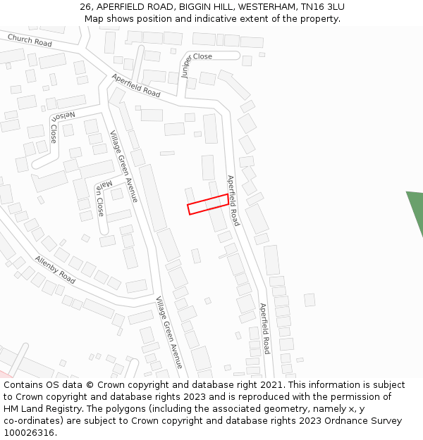 26, APERFIELD ROAD, BIGGIN HILL, WESTERHAM, TN16 3LU: Location map and indicative extent of plot