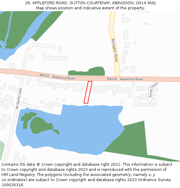 26, APPLEFORD ROAD, SUTTON COURTENAY, ABINGDON, OX14 4NQ: Location map and indicative extent of plot