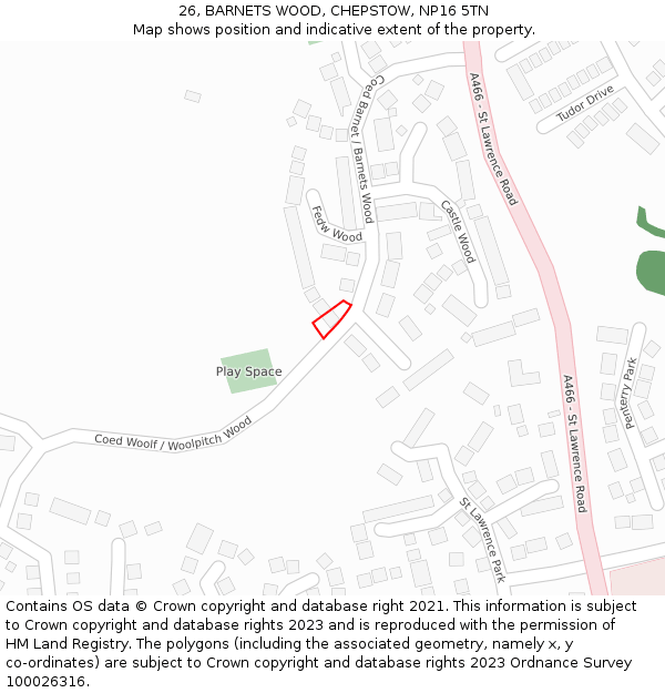 26, BARNETS WOOD, CHEPSTOW, NP16 5TN: Location map and indicative extent of plot