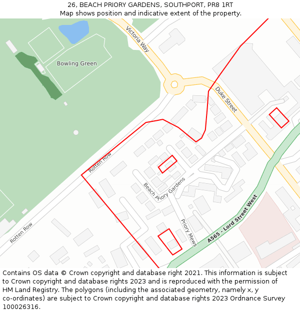 26, BEACH PRIORY GARDENS, SOUTHPORT, PR8 1RT: Location map and indicative extent of plot