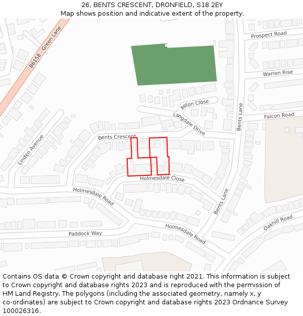 26, BENTS CRESCENT, DRONFIELD, S18 2EY: Location map and indicative extent of plot