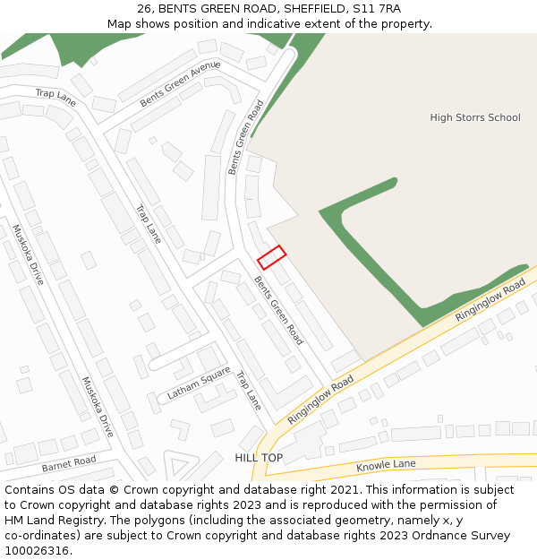 26, BENTS GREEN ROAD, SHEFFIELD, S11 7RA: Location map and indicative extent of plot