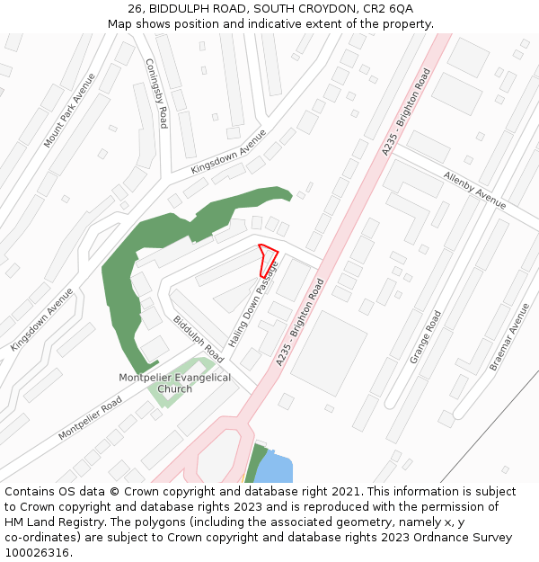 26, BIDDULPH ROAD, SOUTH CROYDON, CR2 6QA: Location map and indicative extent of plot