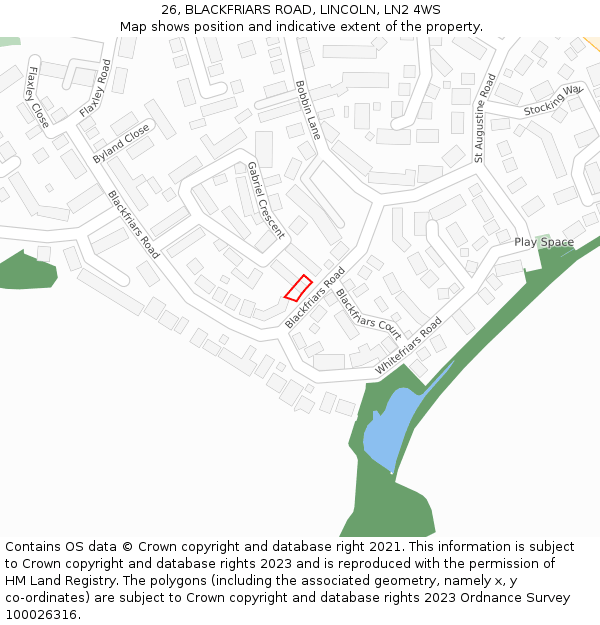 26, BLACKFRIARS ROAD, LINCOLN, LN2 4WS: Location map and indicative extent of plot