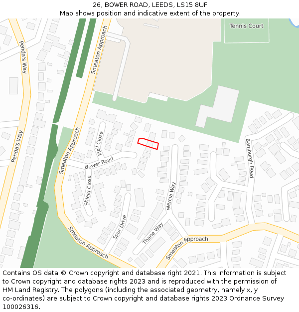 26, BOWER ROAD, LEEDS, LS15 8UF: Location map and indicative extent of plot