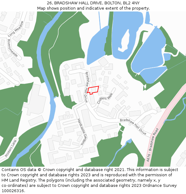 26, BRADSHAW HALL DRIVE, BOLTON, BL2 4NY: Location map and indicative extent of plot