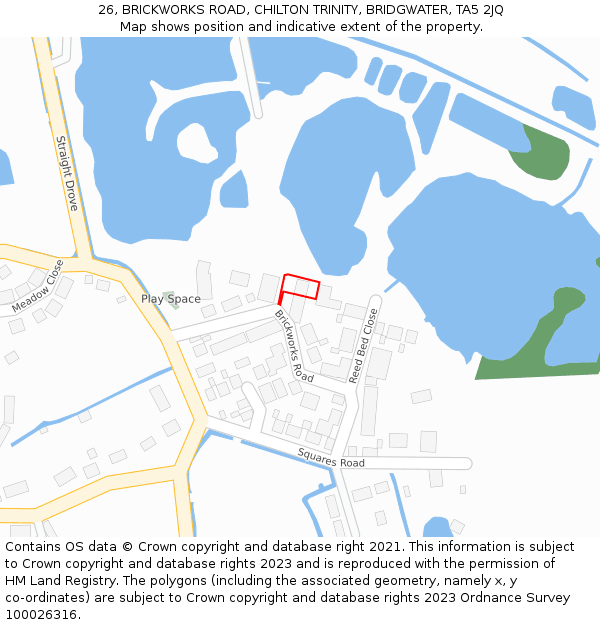 26, BRICKWORKS ROAD, CHILTON TRINITY, BRIDGWATER, TA5 2JQ: Location map and indicative extent of plot