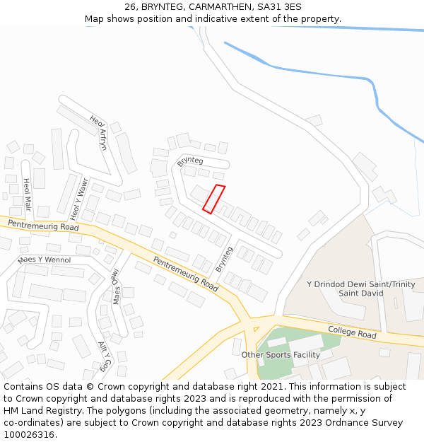 26, BRYNTEG, CARMARTHEN, SA31 3ES: Location map and indicative extent of plot