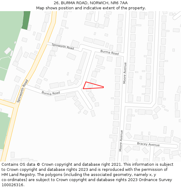 26, BURMA ROAD, NORWICH, NR6 7AA: Location map and indicative extent of plot