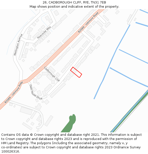 26, CADBOROUGH CLIFF, RYE, TN31 7EB: Location map and indicative extent of plot