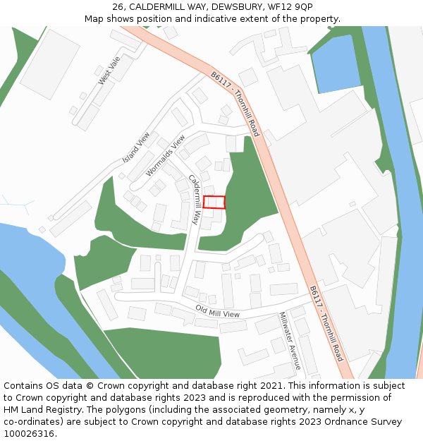 26, CALDERMILL WAY, DEWSBURY, WF12 9QP: Location map and indicative extent of plot