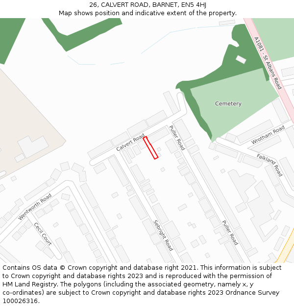 26, CALVERT ROAD, BARNET, EN5 4HJ: Location map and indicative extent of plot