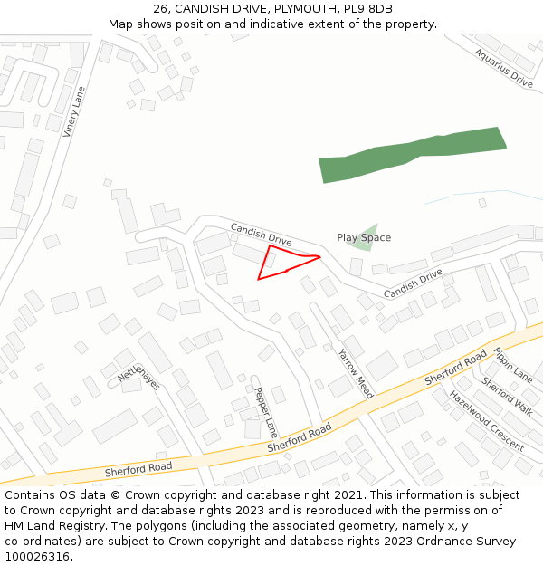 26, CANDISH DRIVE, PLYMOUTH, PL9 8DB: Location map and indicative extent of plot