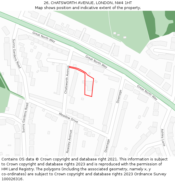 26, CHATSWORTH AVENUE, LONDON, NW4 1HT: Location map and indicative extent of plot