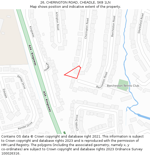 26, CHERINGTON ROAD, CHEADLE, SK8 1LN: Location map and indicative extent of plot