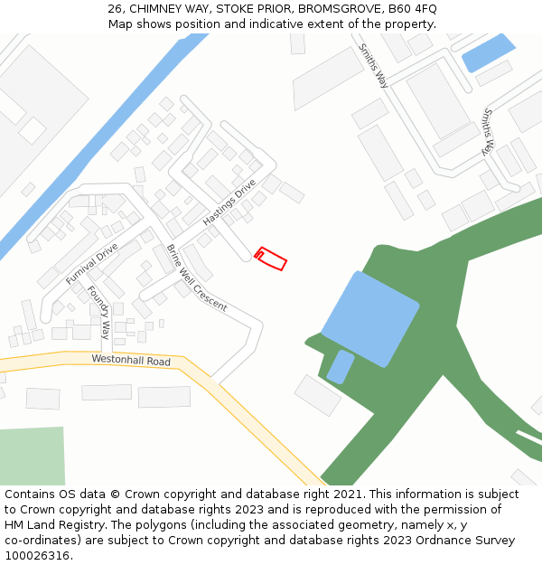 26, CHIMNEY WAY, STOKE PRIOR, BROMSGROVE, B60 4FQ: Location map and indicative extent of plot