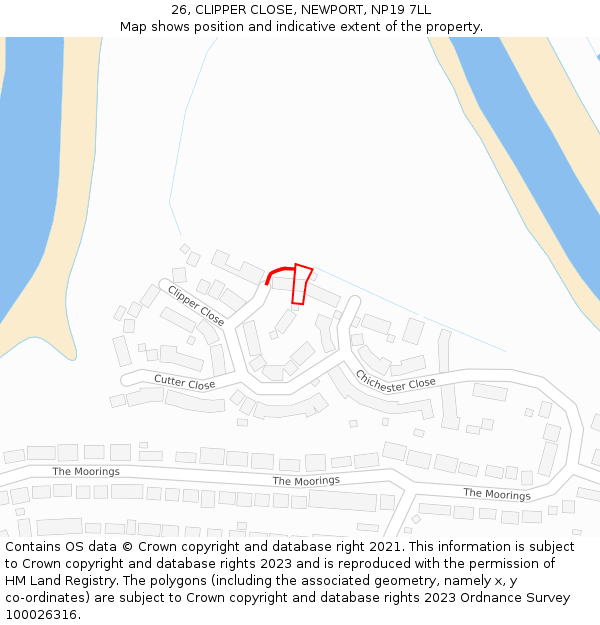 26, CLIPPER CLOSE, NEWPORT, NP19 7LL: Location map and indicative extent of plot