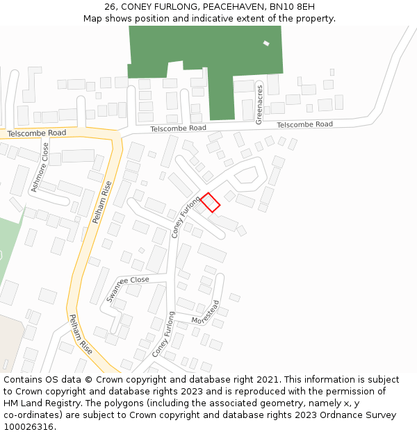 26, CONEY FURLONG, PEACEHAVEN, BN10 8EH: Location map and indicative extent of plot