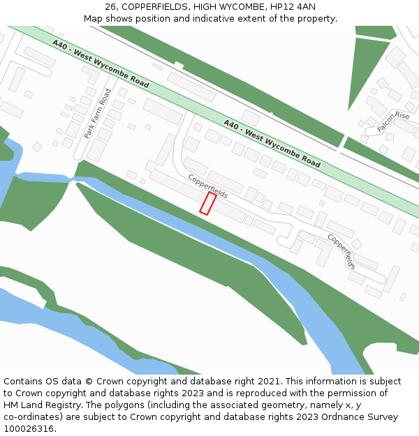 26, COPPERFIELDS, HIGH WYCOMBE, HP12 4AN: Location map and indicative extent of plot