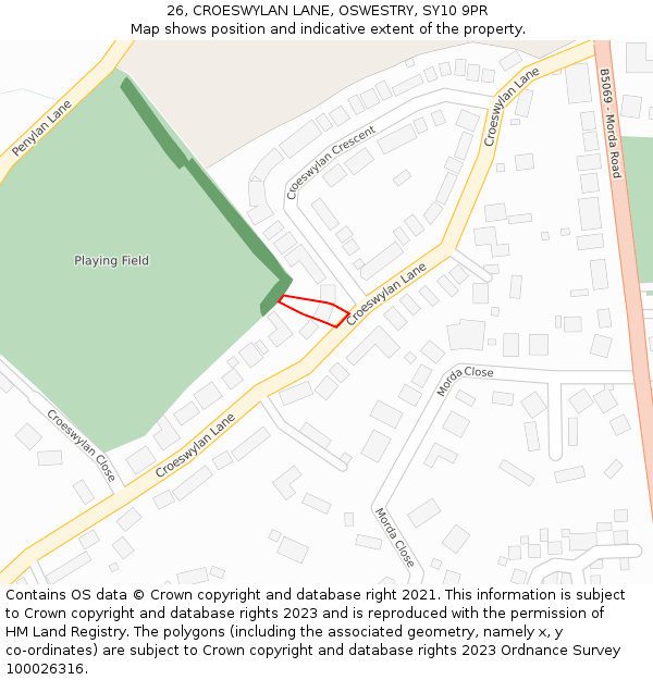 26, CROESWYLAN LANE, OSWESTRY, SY10 9PR: Location map and indicative extent of plot