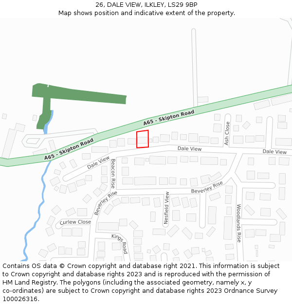 26, DALE VIEW, ILKLEY, LS29 9BP: Location map and indicative extent of plot