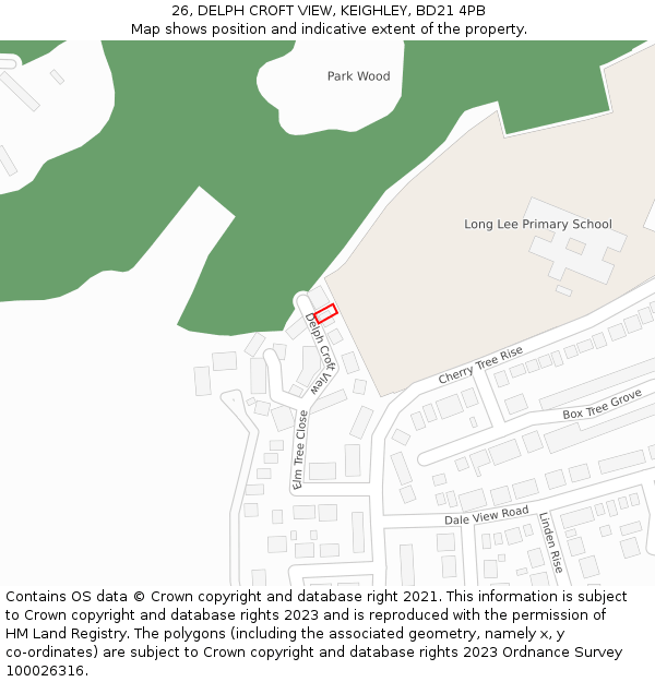 26, DELPH CROFT VIEW, KEIGHLEY, BD21 4PB: Location map and indicative extent of plot