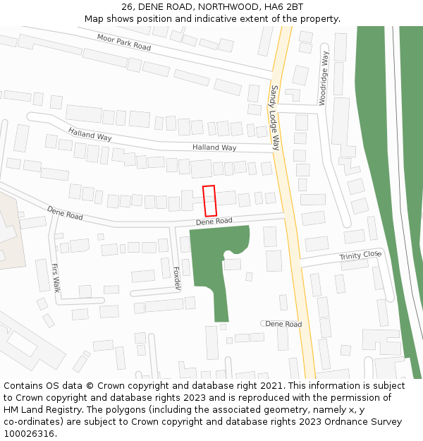 26, DENE ROAD, NORTHWOOD, HA6 2BT: Location map and indicative extent of plot