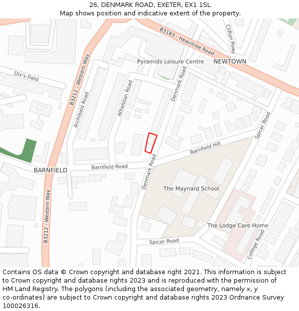 26, DENMARK ROAD, EXETER, EX1 1SL: Location map and indicative extent of plot