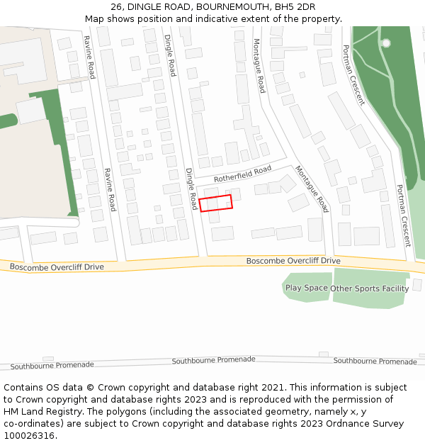 26, DINGLE ROAD, BOURNEMOUTH, BH5 2DR: Location map and indicative extent of plot