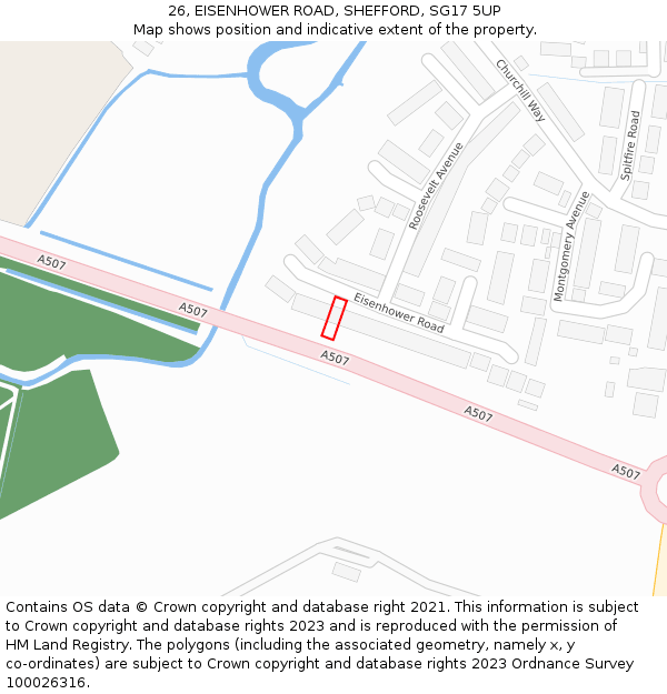 26, EISENHOWER ROAD, SHEFFORD, SG17 5UP: Location map and indicative extent of plot