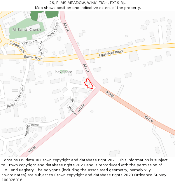 26, ELMS MEADOW, WINKLEIGH, EX19 8JU: Location map and indicative extent of plot