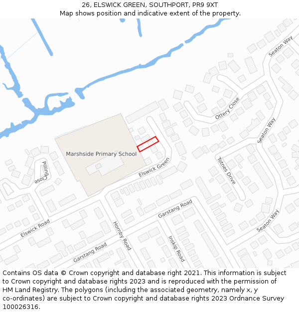 26, ELSWICK GREEN, SOUTHPORT, PR9 9XT: Location map and indicative extent of plot