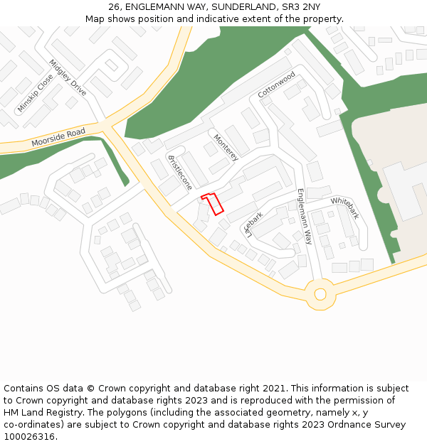 26, ENGLEMANN WAY, SUNDERLAND, SR3 2NY: Location map and indicative extent of plot