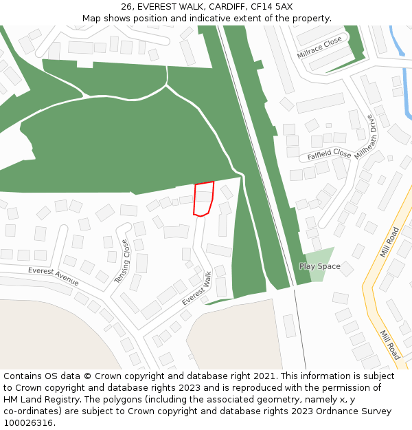 26, EVEREST WALK, CARDIFF, CF14 5AX: Location map and indicative extent of plot