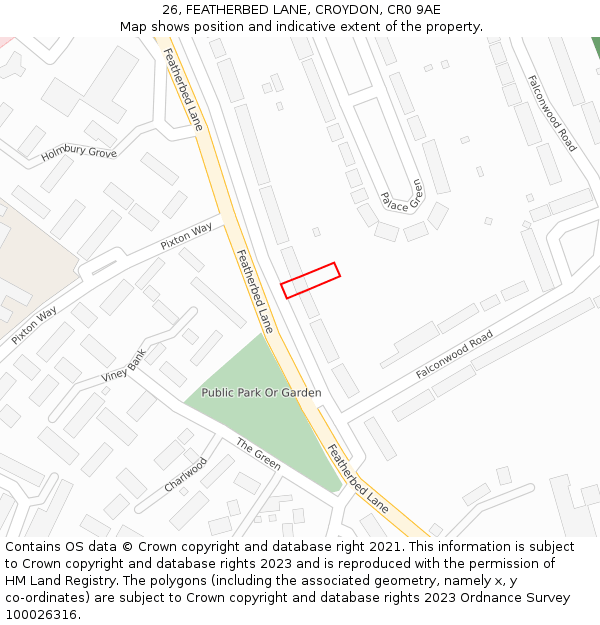 26, FEATHERBED LANE, CROYDON, CR0 9AE: Location map and indicative extent of plot