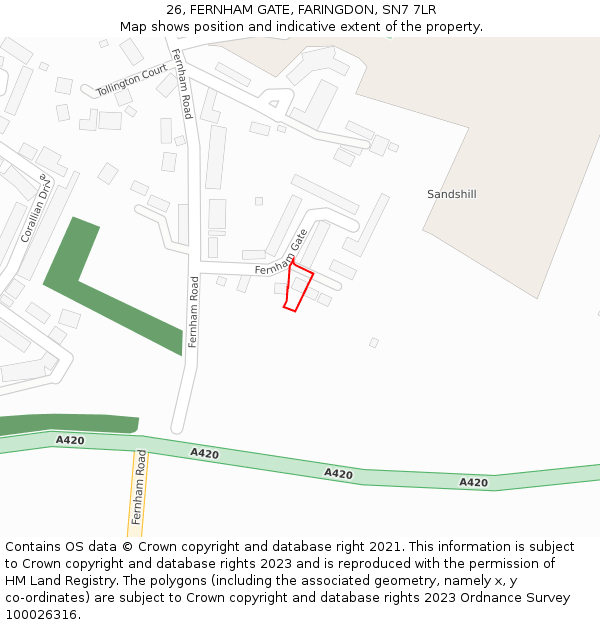 26, FERNHAM GATE, FARINGDON, SN7 7LR: Location map and indicative extent of plot