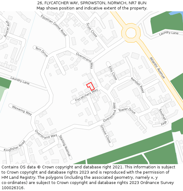 26, FLYCATCHER WAY, SPROWSTON, NORWICH, NR7 8UN: Location map and indicative extent of plot