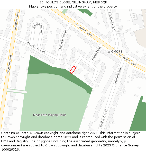 26, FOULDS CLOSE, GILLINGHAM, ME8 0QF: Location map and indicative extent of plot