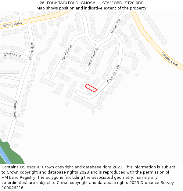 26, FOUNTAIN FOLD, GNOSALL, STAFFORD, ST20 0DR: Location map and indicative extent of plot