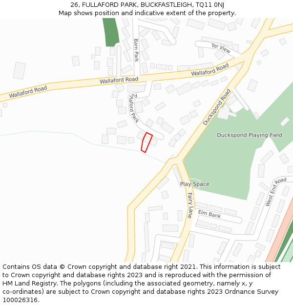 26, FULLAFORD PARK, BUCKFASTLEIGH, TQ11 0NJ: Location map and indicative extent of plot