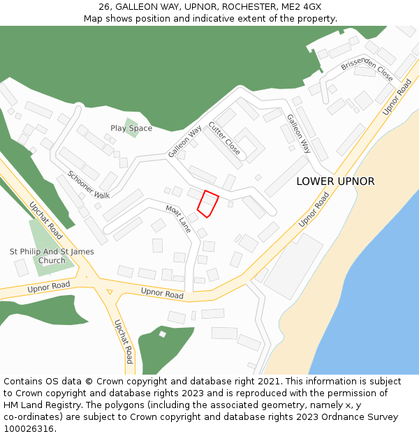 26, GALLEON WAY, UPNOR, ROCHESTER, ME2 4GX: Location map and indicative extent of plot