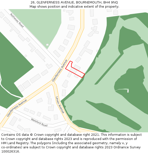 26, GLENFERNESS AVENUE, BOURNEMOUTH, BH4 9NQ: Location map and indicative extent of plot
