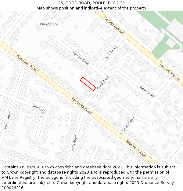 26, GOOD ROAD, POOLE, BH12 3PJ: Location map and indicative extent of plot