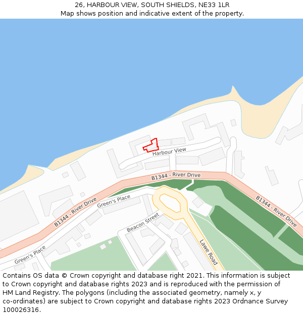 26, HARBOUR VIEW, SOUTH SHIELDS, NE33 1LR: Location map and indicative extent of plot